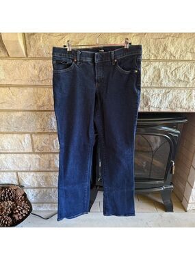 Express Women's Editor Boot Low Ride Dark Blue Jeans 6R